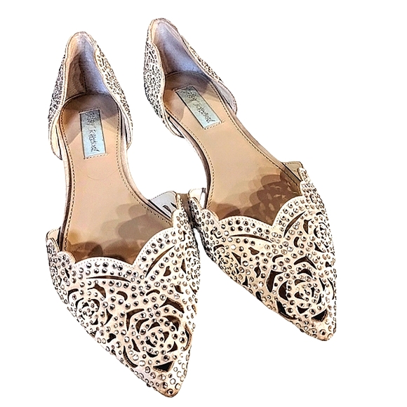 Blue by Betsey Johnson "Lucy" Embellished Sparkling Flats Size 8 - Picture 1 of 8